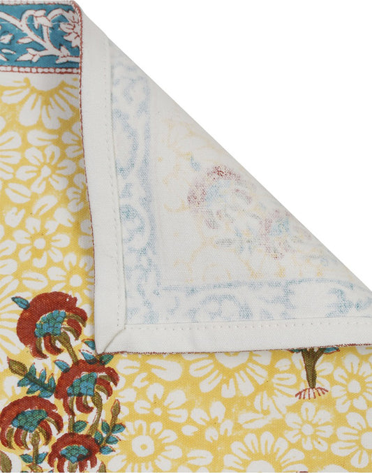 Set of 4- Yellow 100% Cotton Printed Placemat