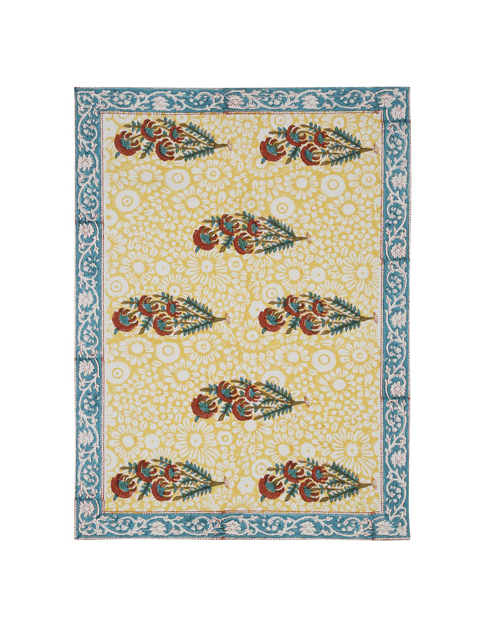 Set of 4- Yellow 100% Cotton Printed Placemat