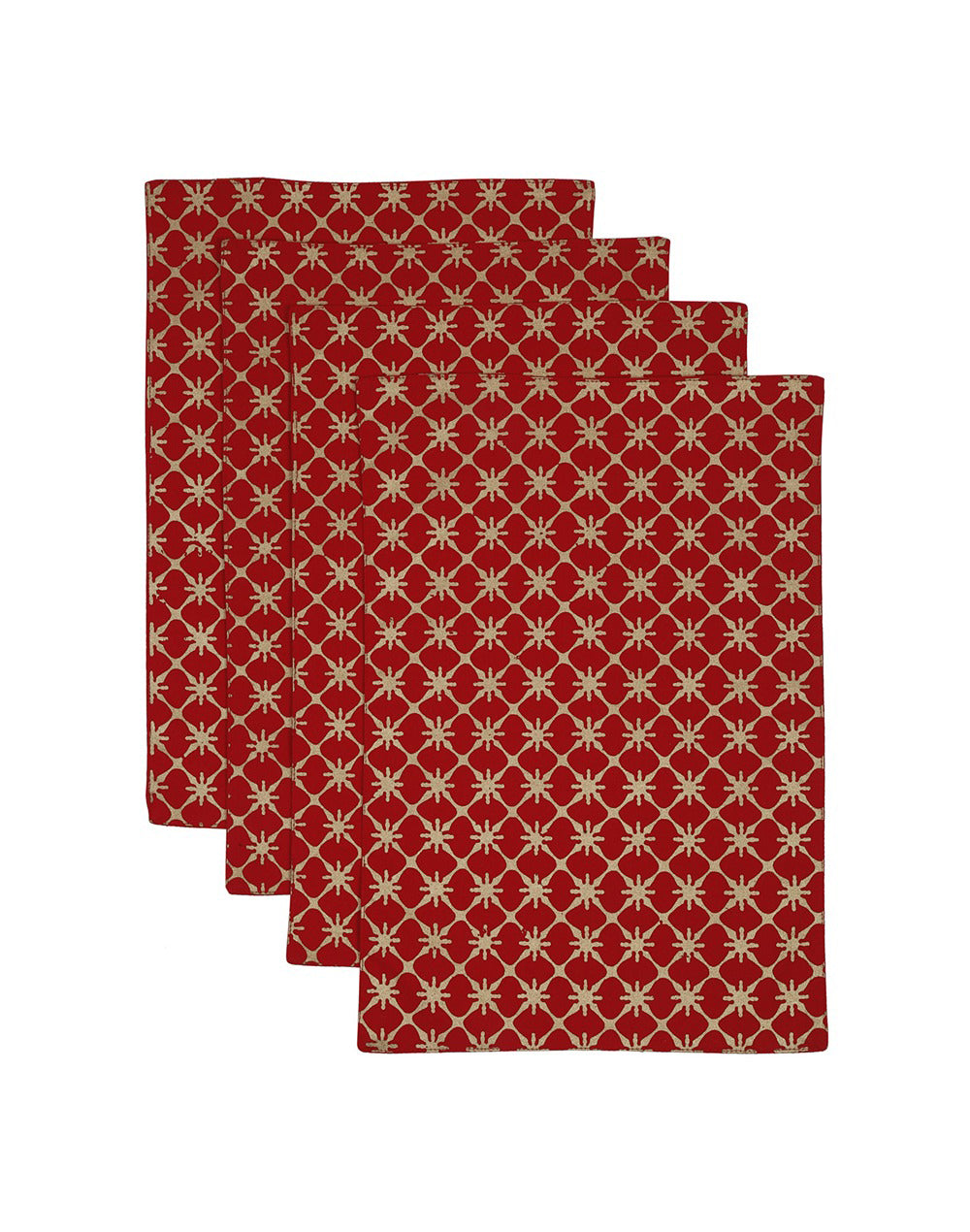 Set of 4 - Decorative Red Table Mats