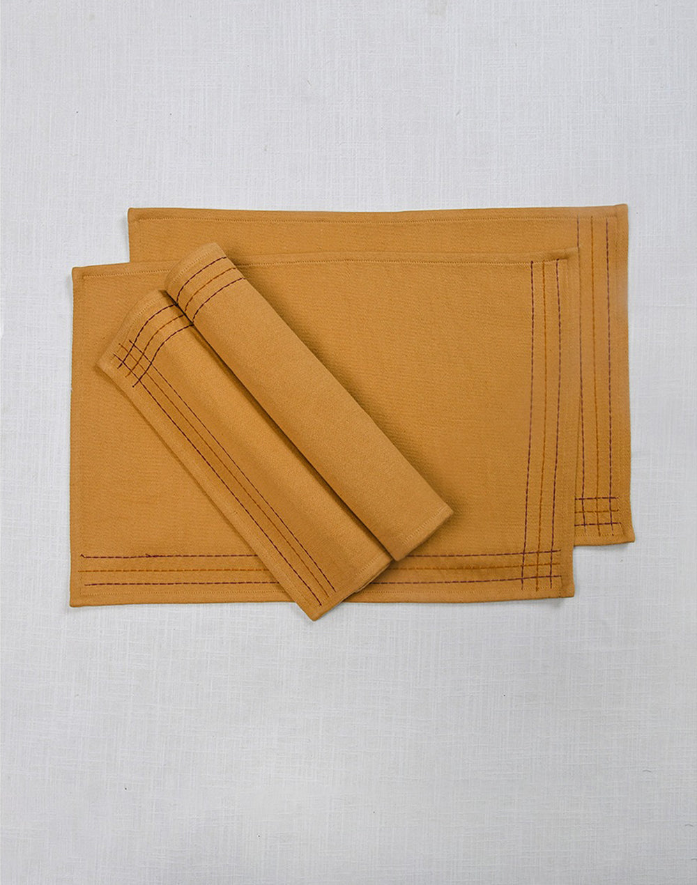 Set of 4- Solid Embroidered Placemat