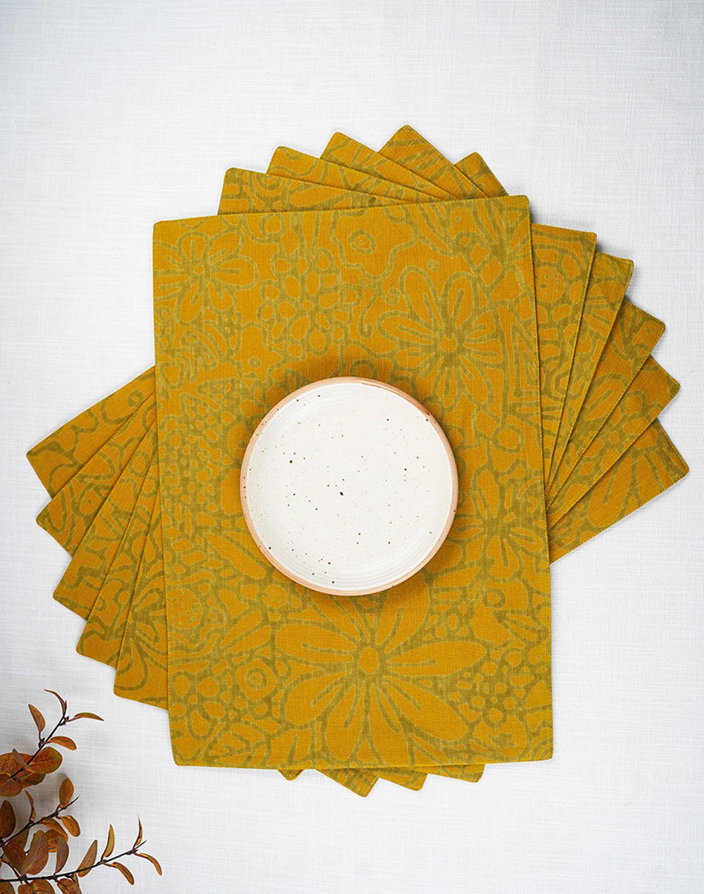 Set of 6 - Yellow Floral Placemat