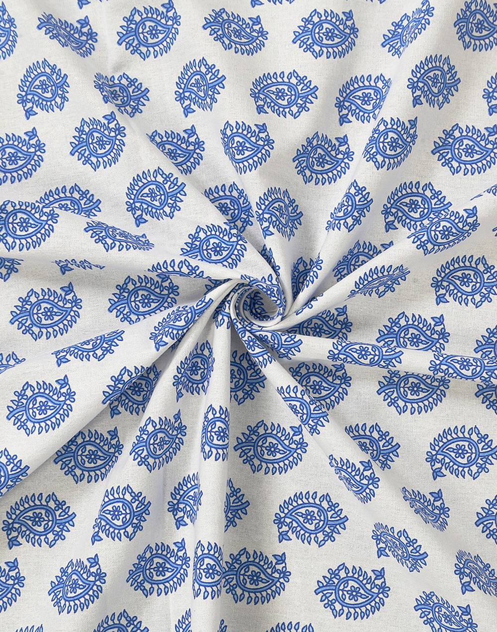 Blue Cotton Floral 6 Seater Table Cover