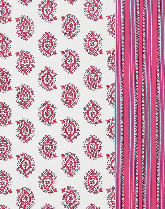 Pink Block Printed Cotton 6 Seater Table Cover
