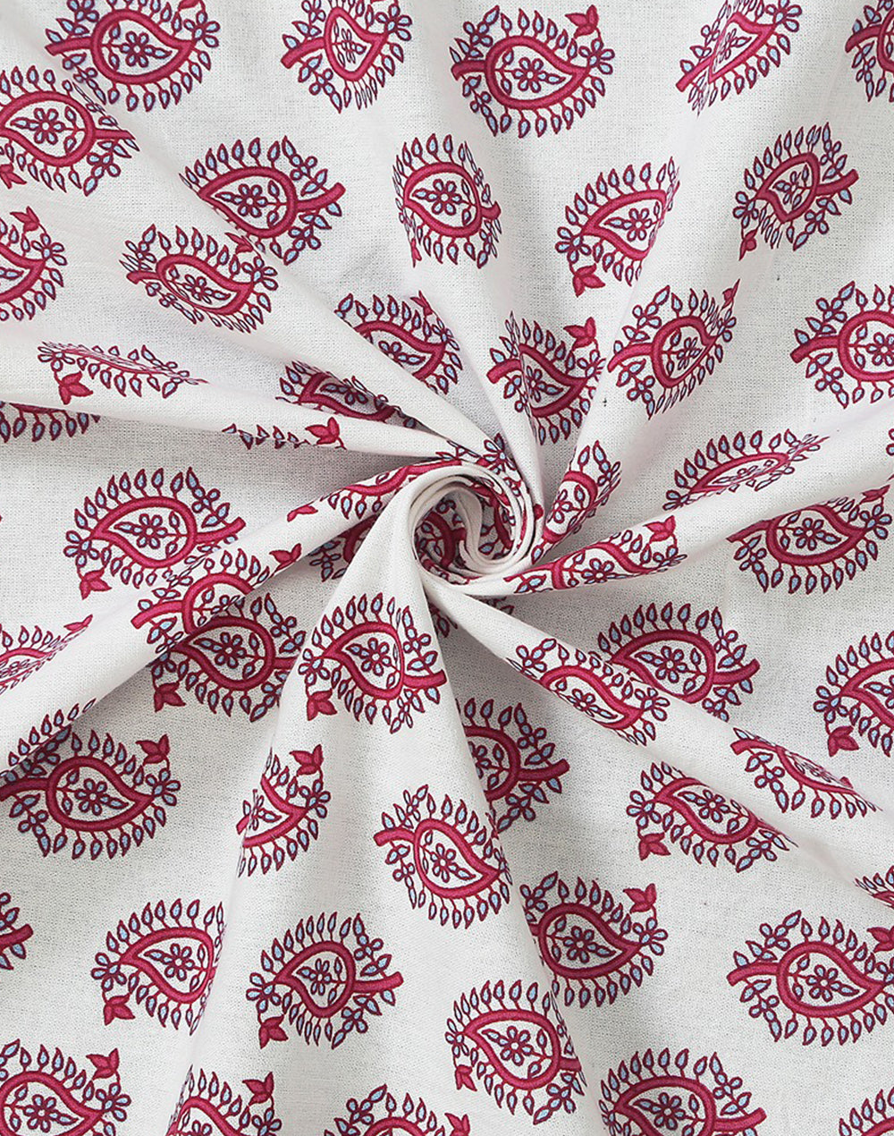 Pink Block Printed Cotton 6 Seater Table Cover