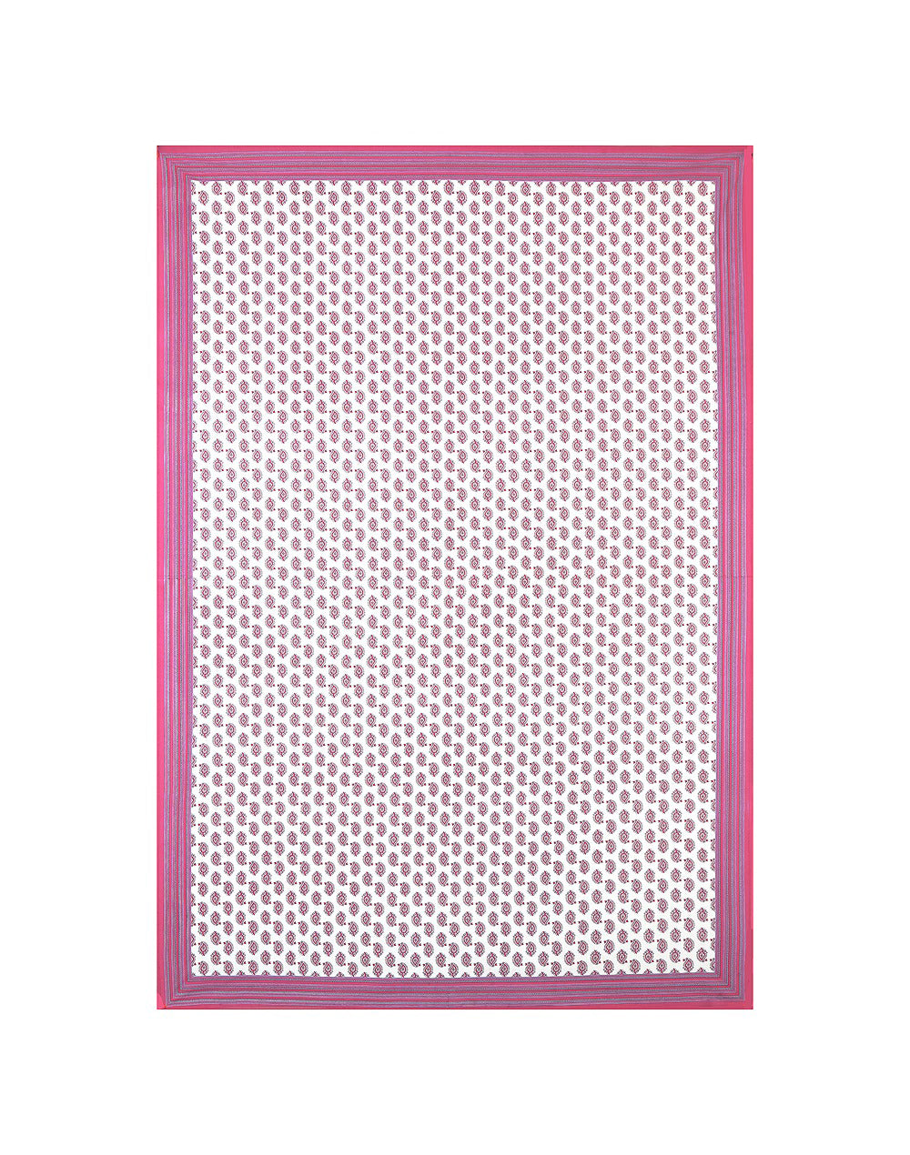 Pink Block Printed Cotton 6 Seater Table Cover