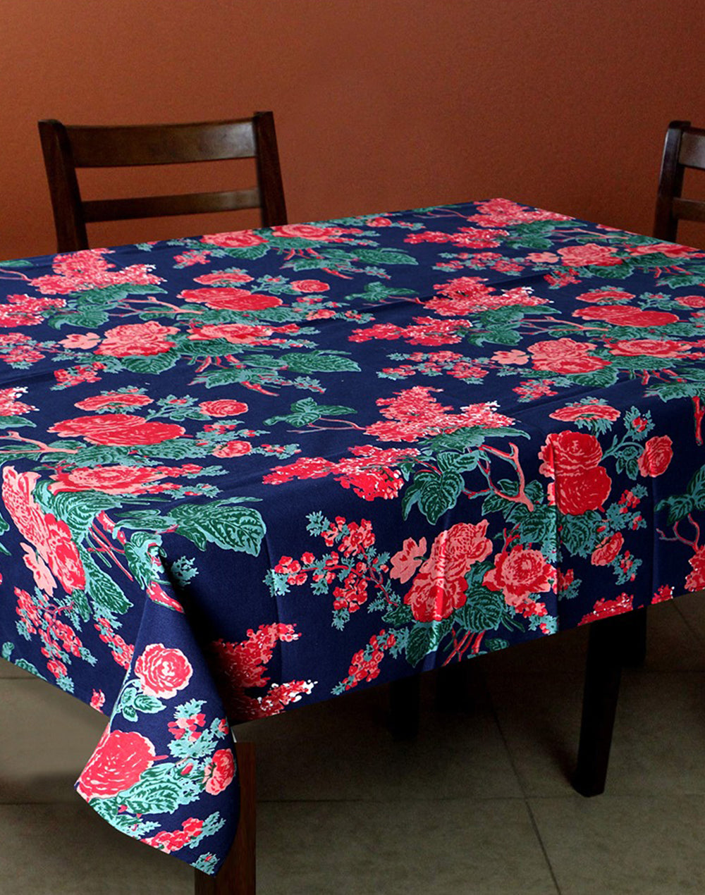 Pink Cotton Printed Square Table Cover
