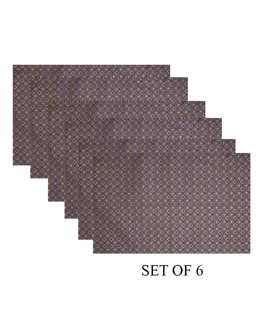Set of 6- Purple cotton printed table mat