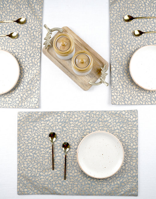 Set of 6 - Gold Printed Decorative Placemat
