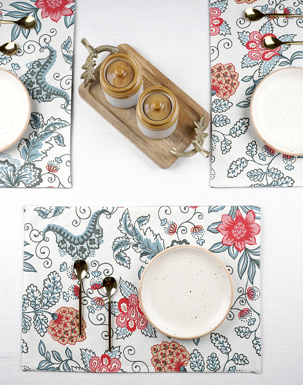 Set of 4 - Floral Cotton Table Placemat