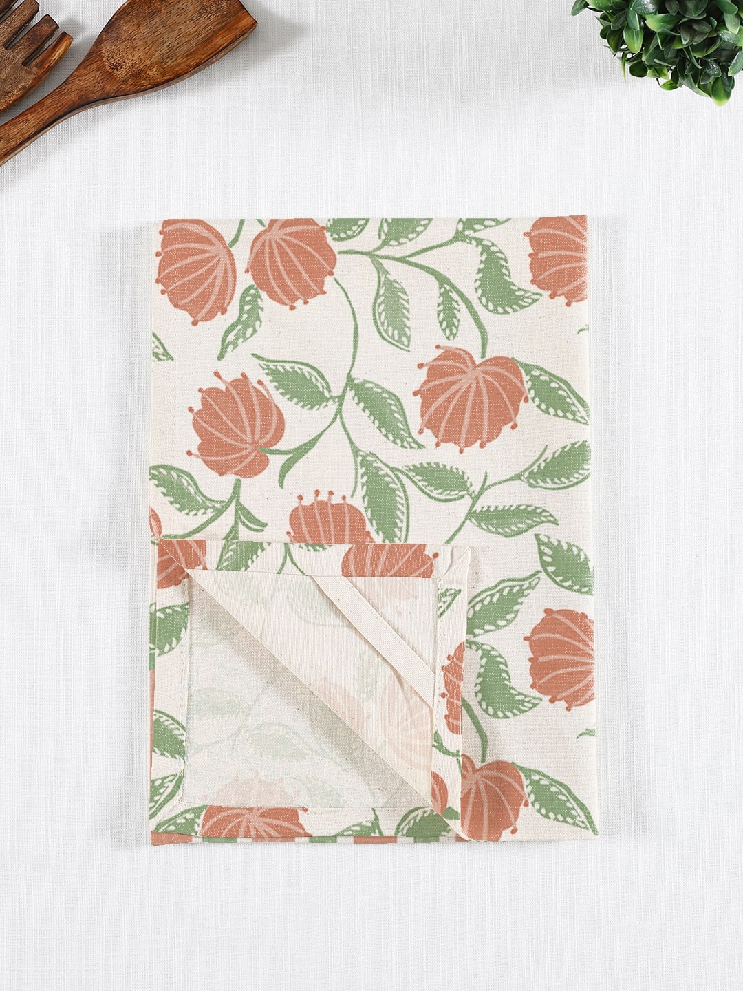 Set of 3 - Orange Floral Multipurpose Tea Towel/ Kitchen Towel