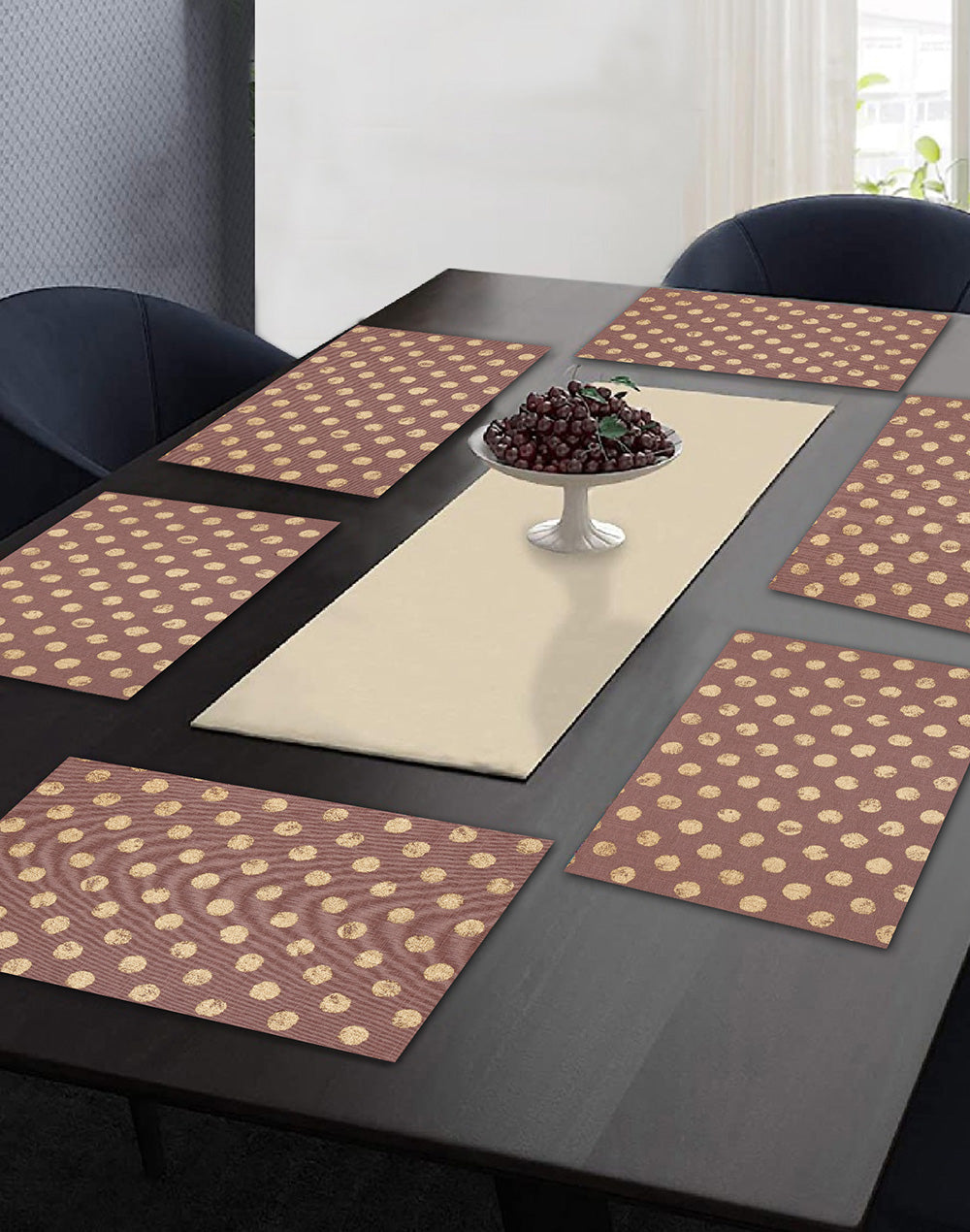 Set Of 6 - Polka Dot Cotton Placemat Set