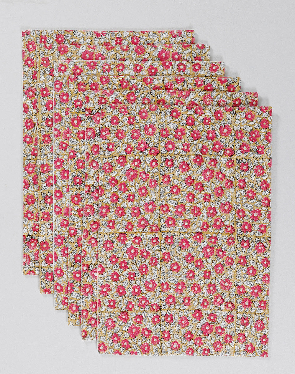 Set Of 6 - Pink Spring Cotton Placemat Set