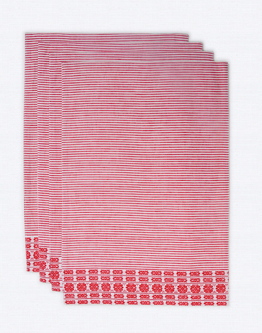 Set Of 4 - Pink Cotton Stripes Dinner Placemats