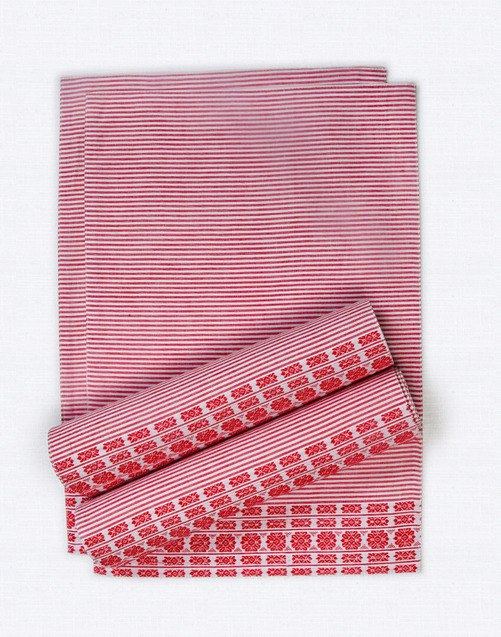 Set Of 4 - Pink Cotton Stripes Dinner Placemats