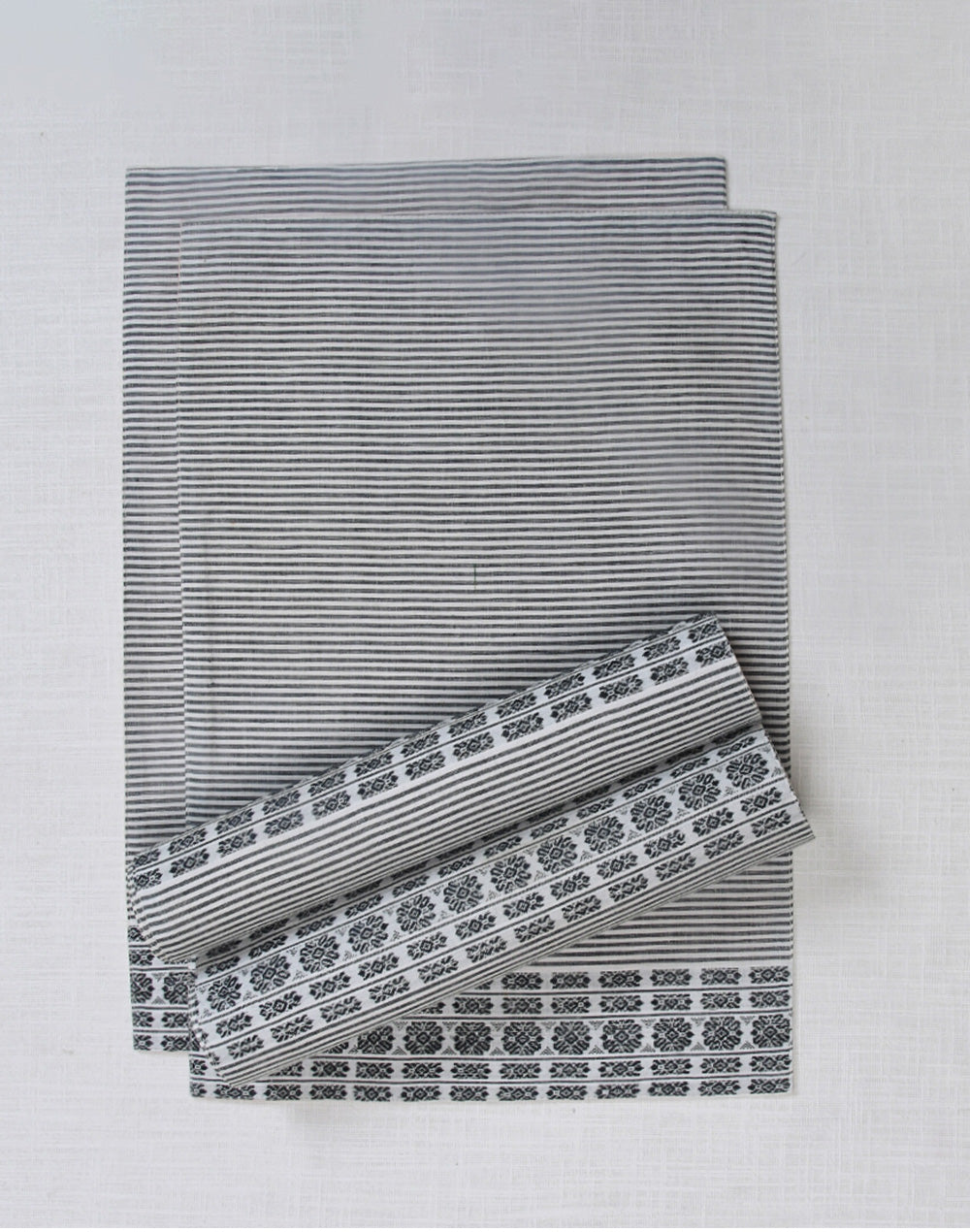 Set Of 4 - Black Cotton Stripes Tablemats