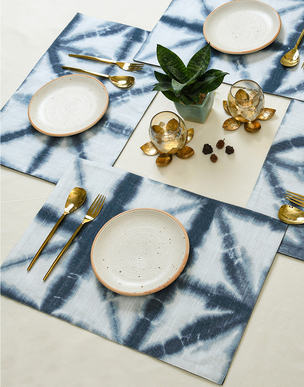 Set Of 6 - Dabu Print Cotton Placemat Set