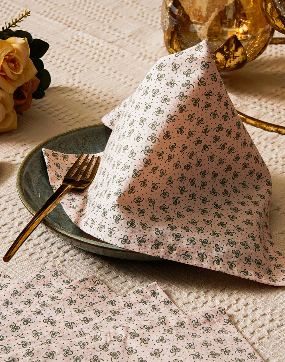 Set Of 6 - 12 " Voilet Floral Soft Cotton Napkin