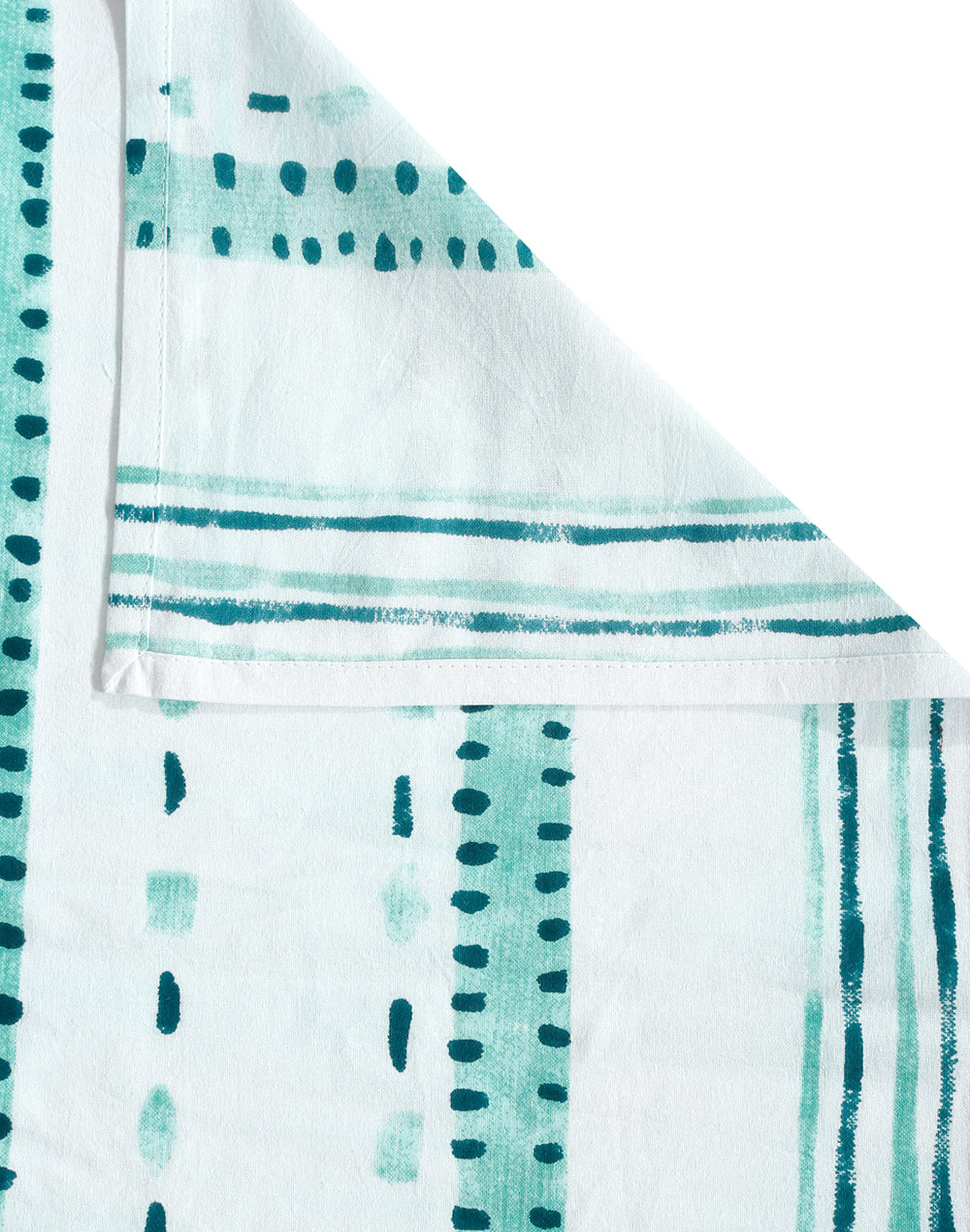 King Size - Green Geometric Print Cotton Bedsheet Set with 2 Pillow Covers