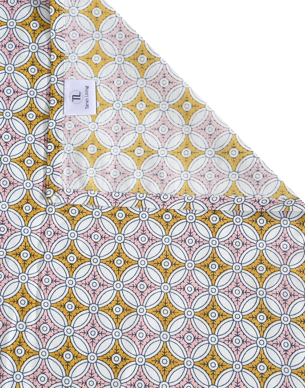 Queen Size - Orange Geometric Print Cotton Besheet Set with 2 Pillow Covers