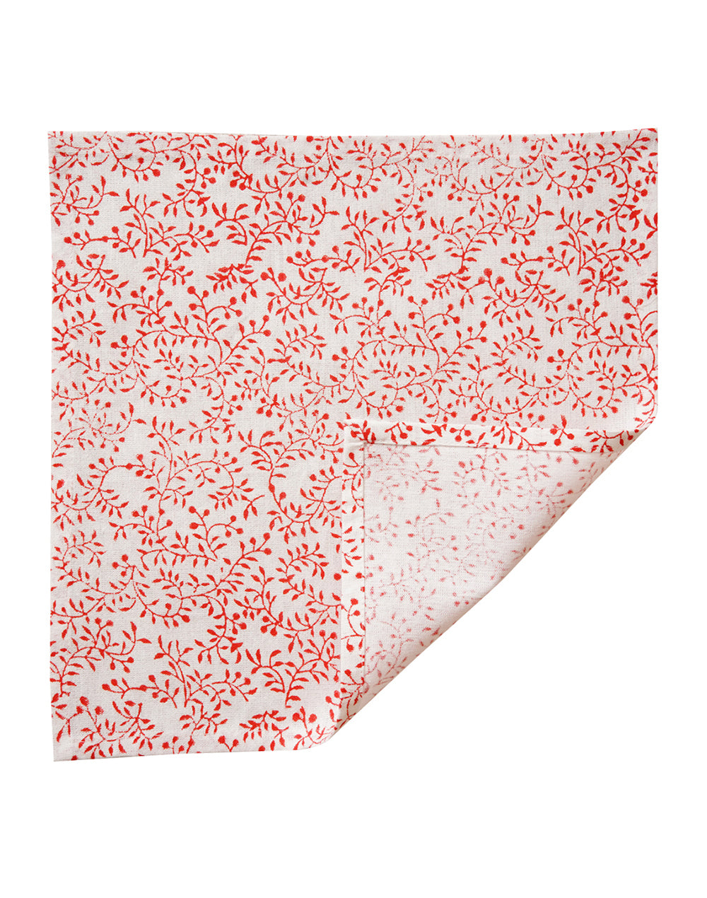 Set Of 6 - 12 " Red Leafy Cotton Printed Soft Napkin