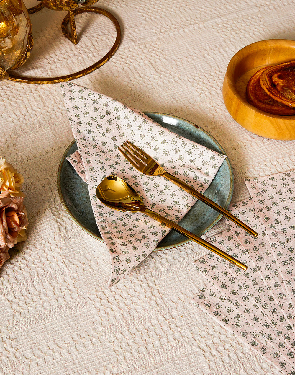 Set Of 6 - 12 " Voilet Floral Soft Cotton Napkin