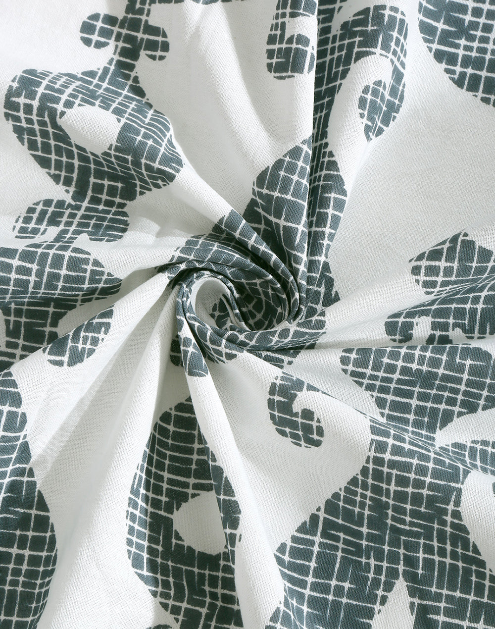 Queen Size - Grey Geometric Print Cotton Besheet Set with 2 Pillow Covers
