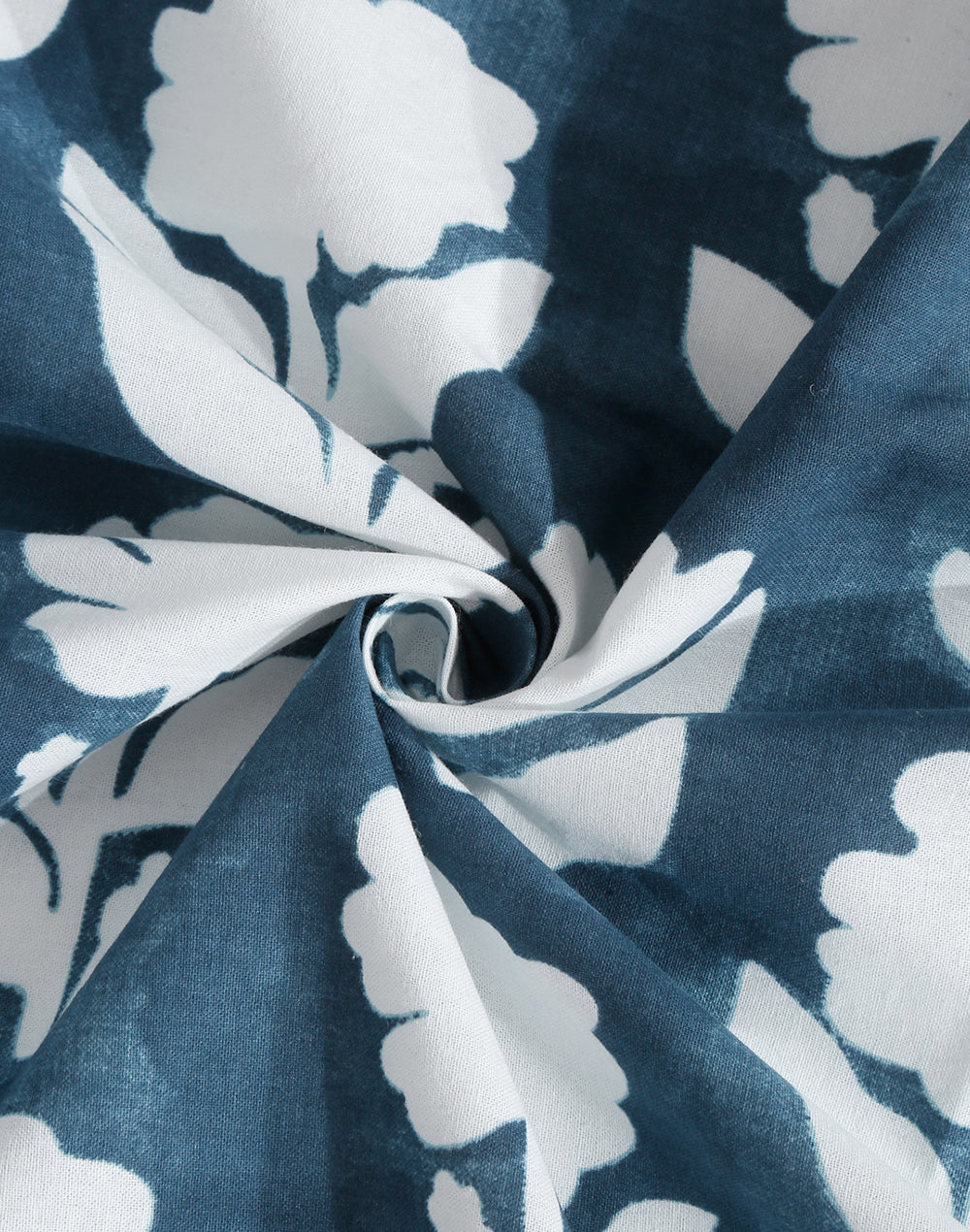 King Size - Blue Floral Cotton Bedsheet Set with 2 Pillow Covers