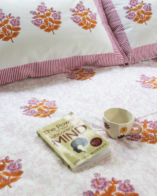 Gulaabi Bagh Bedsheet Set with 2 Pillow Covers