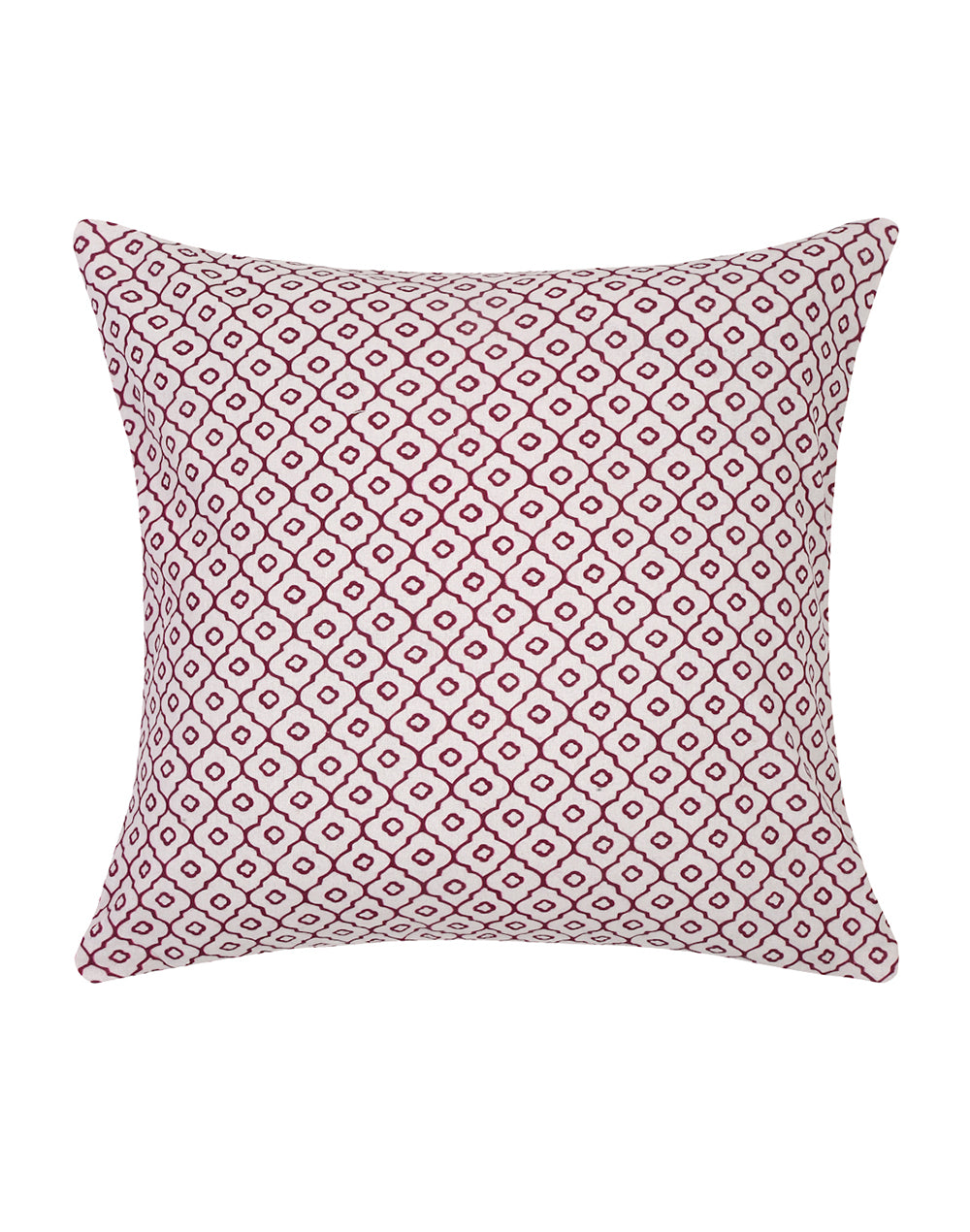 Set Of 2 - Purple Floral Embroidered Cushion Cover - 16"X 16"