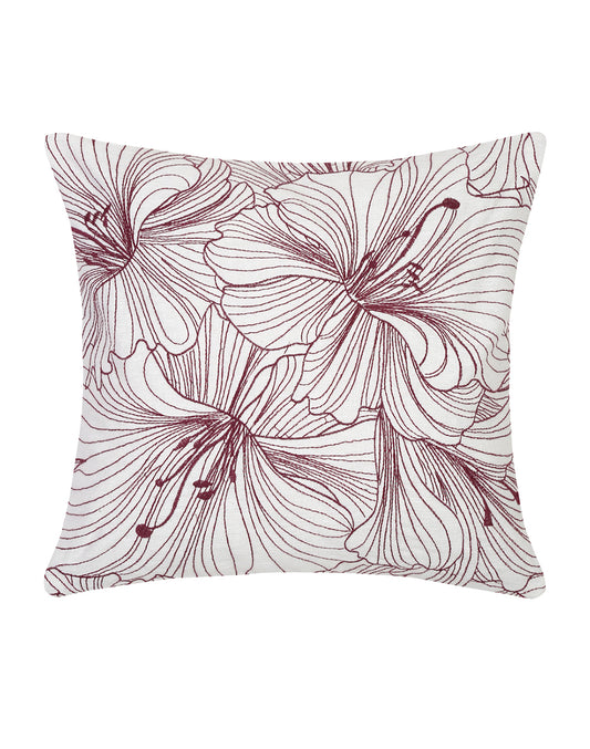 Set Of 2 - Purple Floral Embroidered Cushion Cover - 16"X 16"