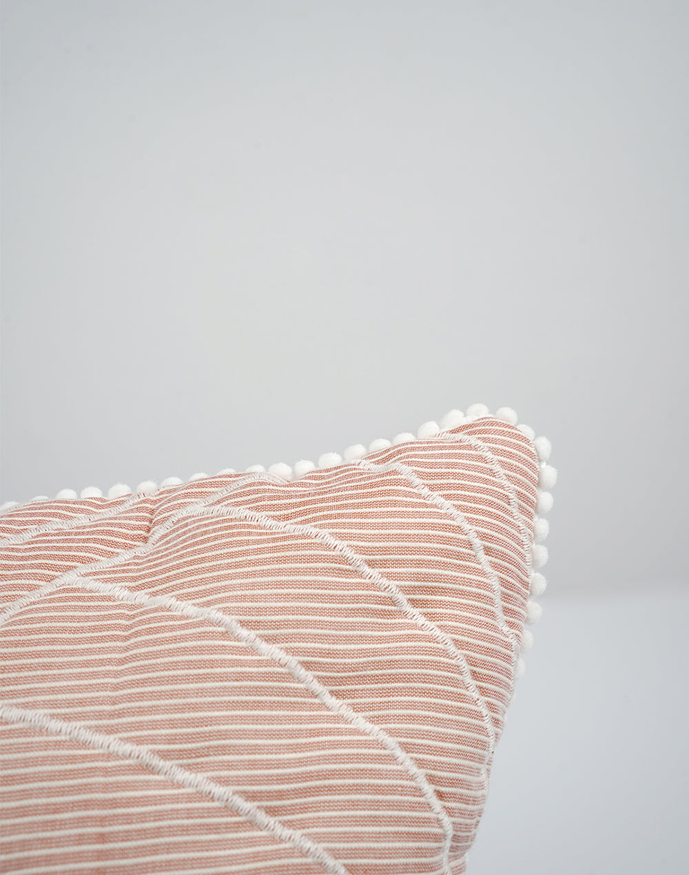 Set Of 2 - Peach Quilted Cotton Cushion Cover - 16"X16"