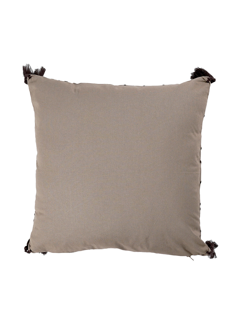 Set Of 2 - Brown Geometric Pattern Cotton Cushion Cover - 16"X16"