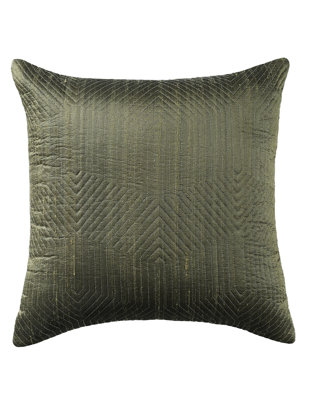 Set of 2 - Green Quilted Decorative Cushion Cover - 16"x16"