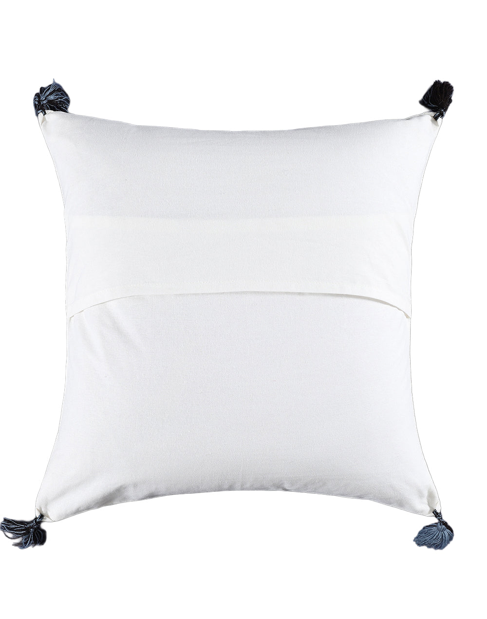 Set of 2 - Blue Square Embroidered Cotton Cushion Cover -16"x16"