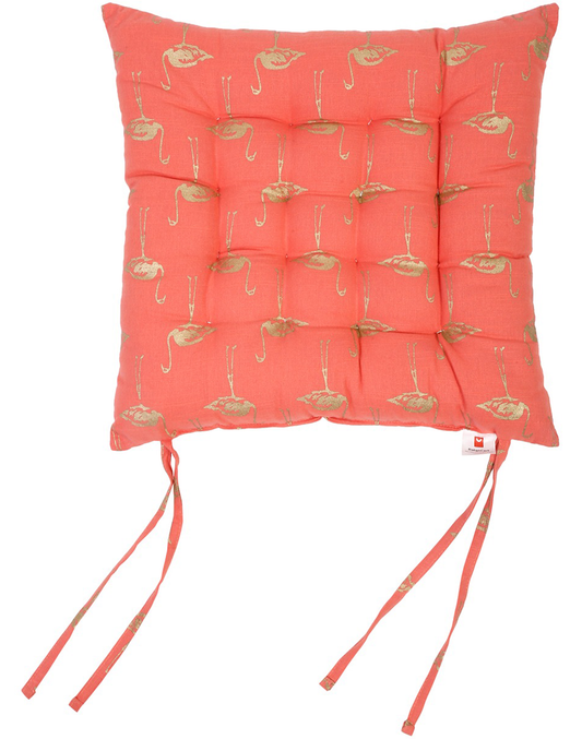 Orange Flamingo Printed Chairpad/ Floor Cushion