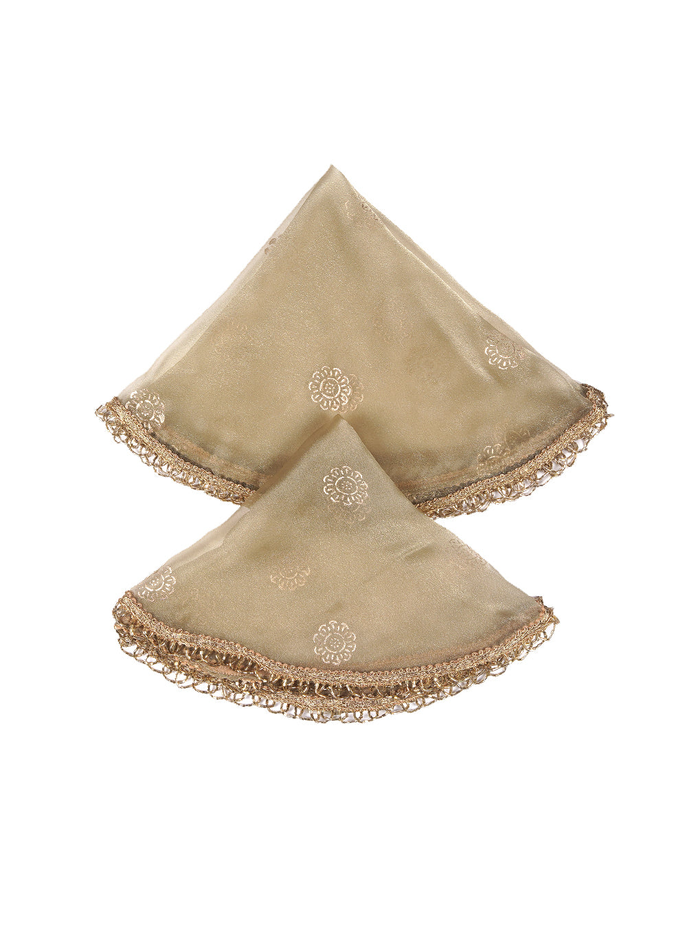 Gold Printed Thali Cover Set of 2 Pooja Thali Cover | Festive Thali Cover