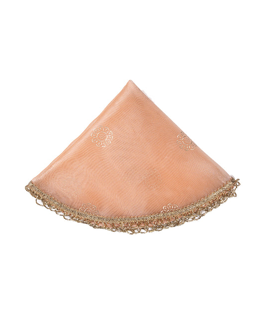 Peach Gold Printed Thaal Cover set of 2| Pooja Thaal Cover| Festive Thaal Cover