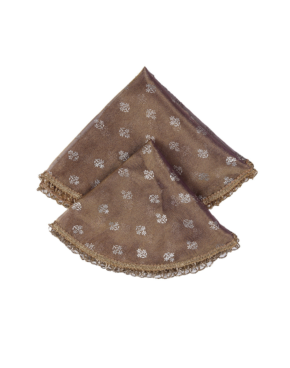 Brown Gold Printed Thaal Cover set of 2| Pooja Thaal Cover| Festive Thaal Cover