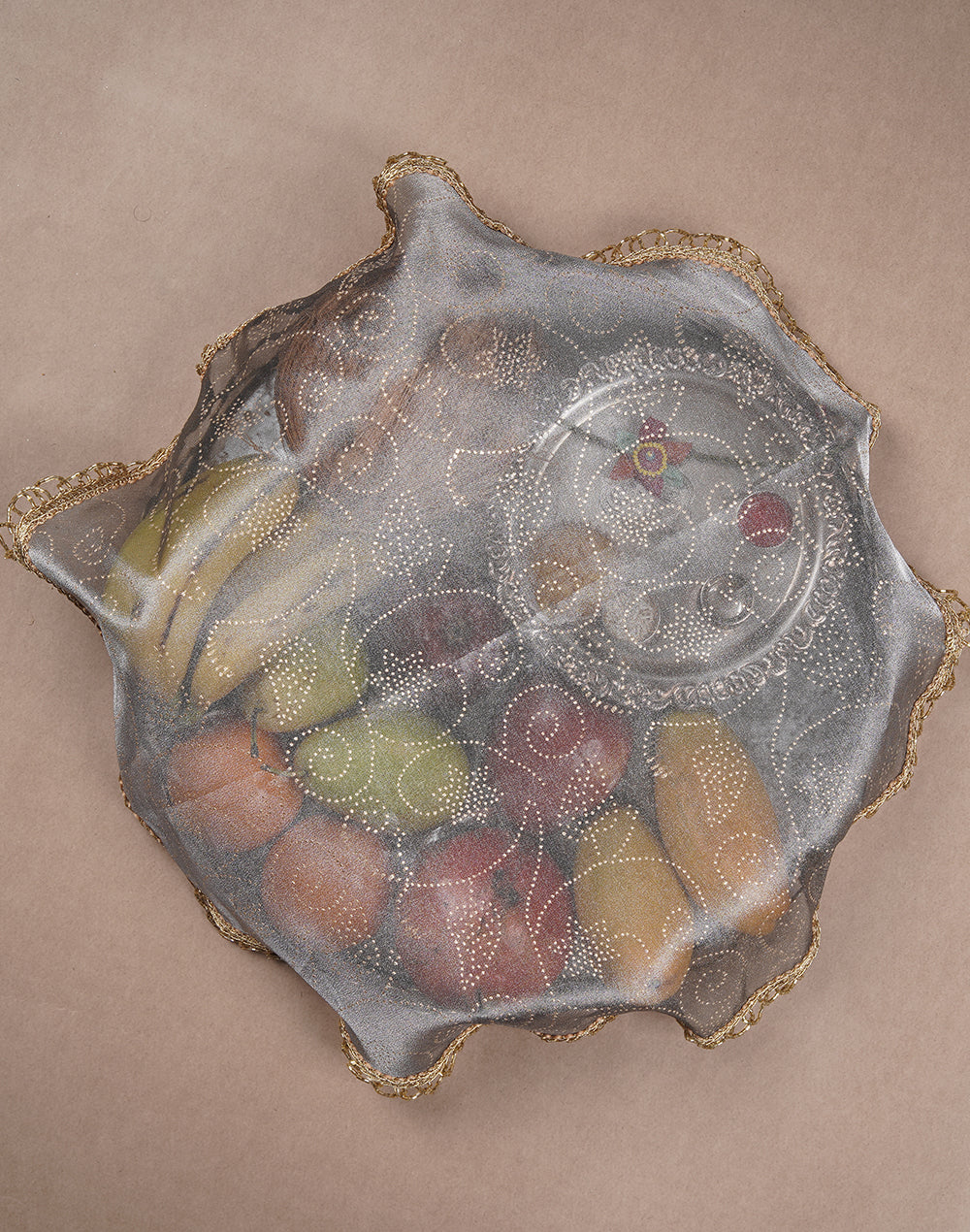 Grey Gold Printed Thali Cover Set of 2 | Pooja Thali Cover | Festive Thali Cover