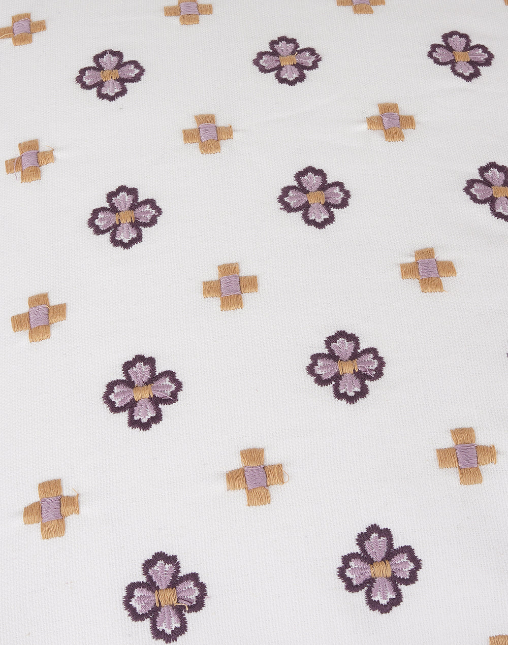 Set Of 2 - Purple Embroidered Cushion Cover - 16"X16"