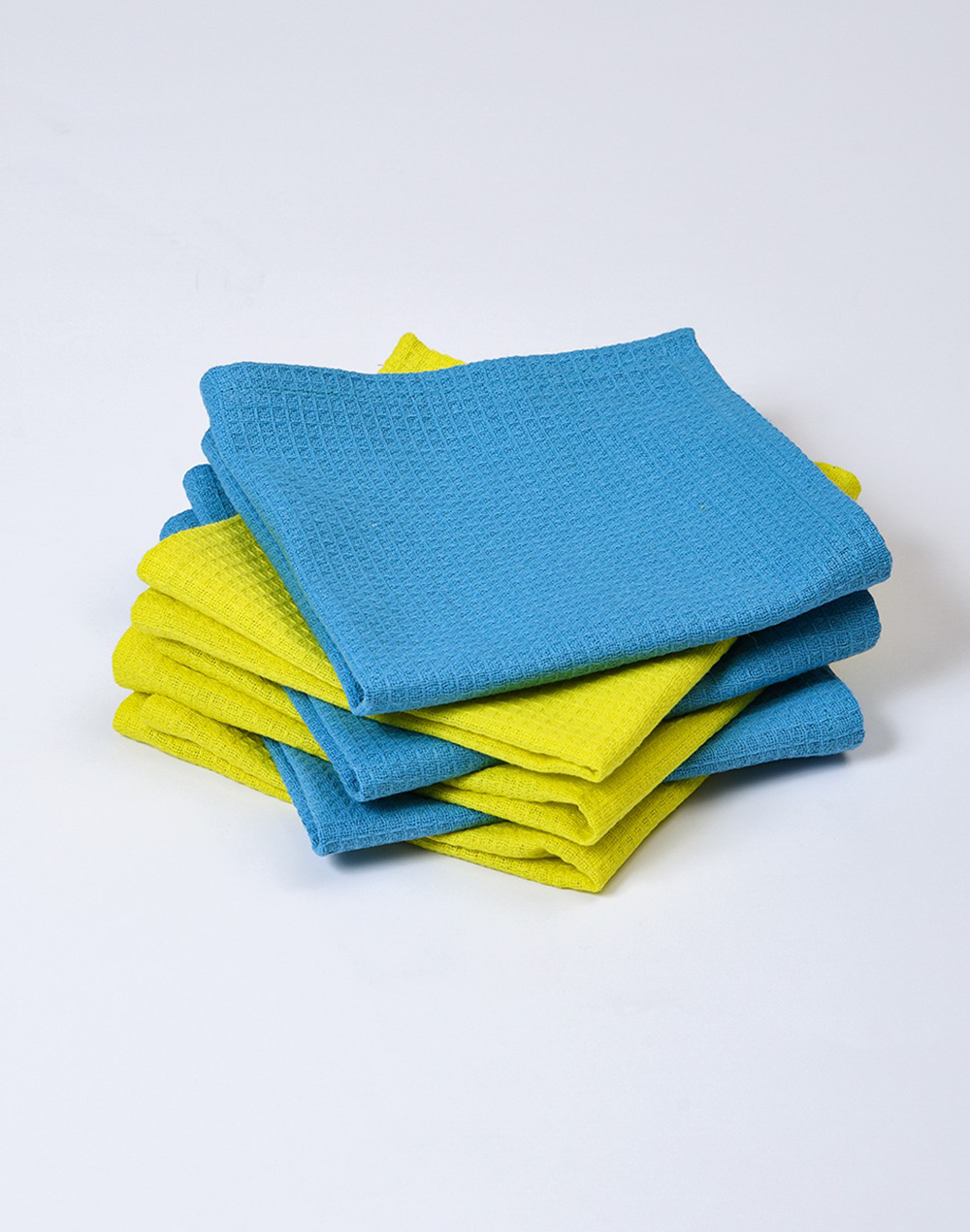 Blue & Yellow Waffle Face Towels