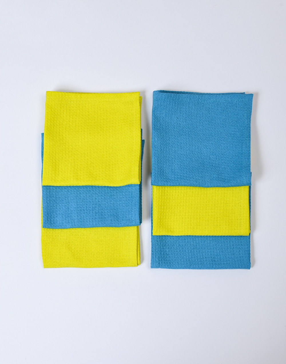 Blue & Yellow Waffle Face Towels