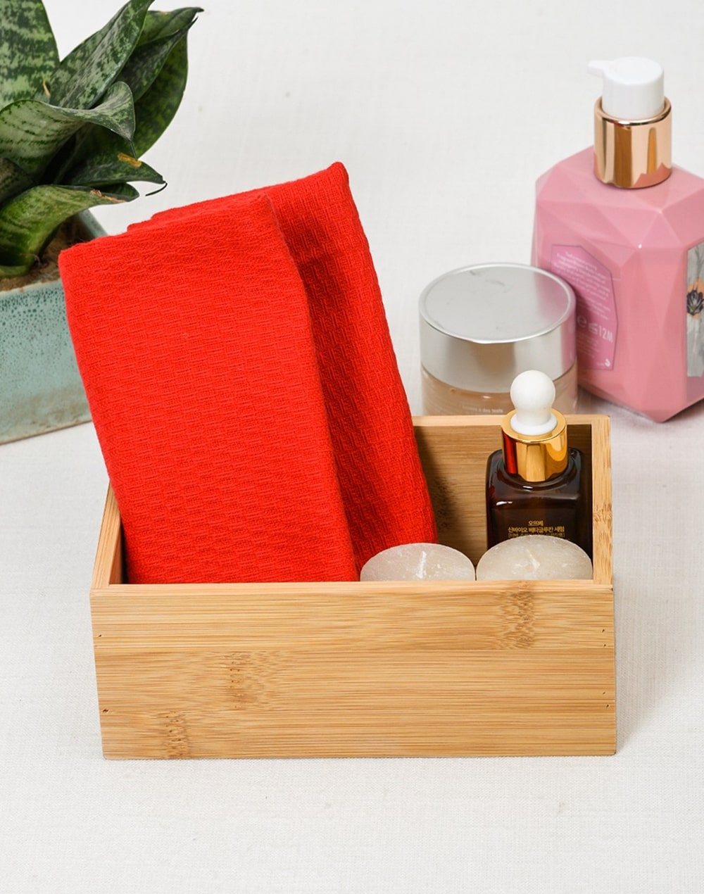 Red Waffle Face Towel