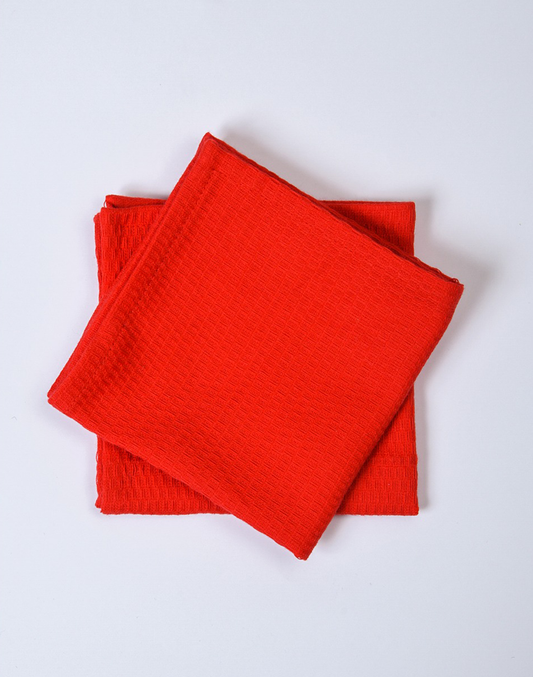 Red Waffle Face Towel