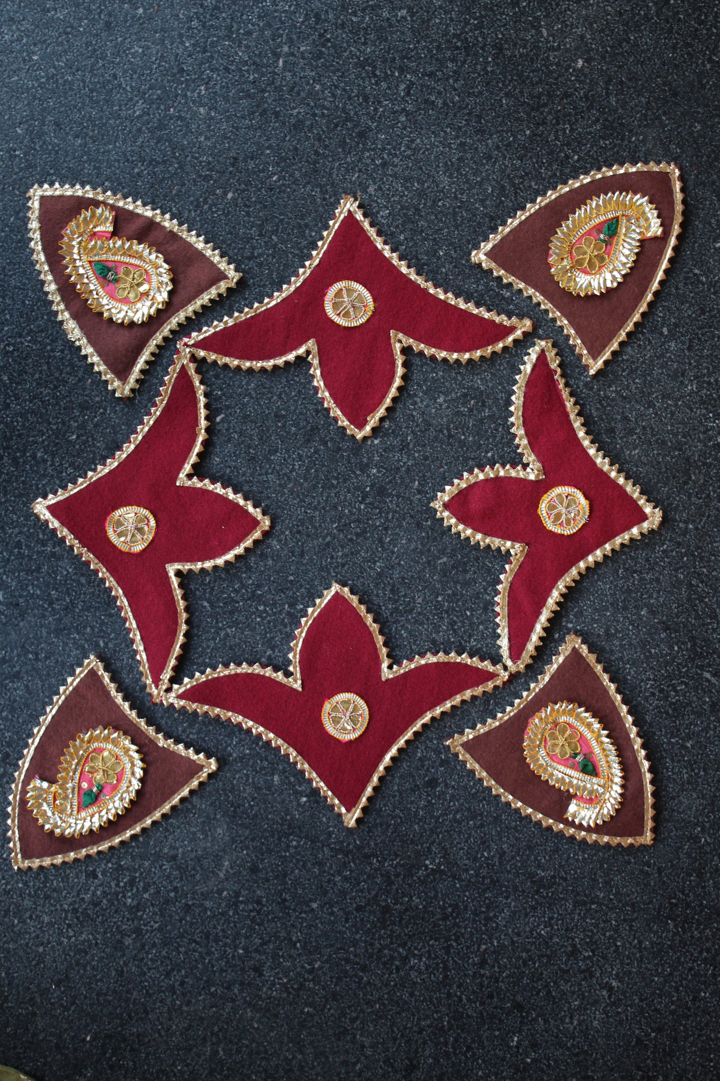 Handmade Gota Diwali Fabric Reuseable Rangoli
