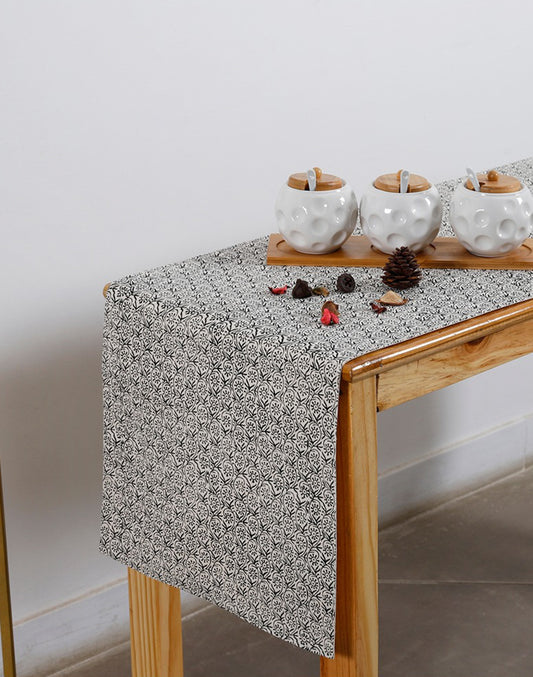 Minimal Floral Printed Table Runner - 100% Cotton