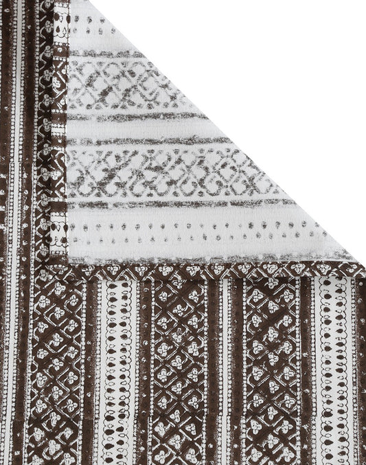 Brown Printed Cotton Table Runner