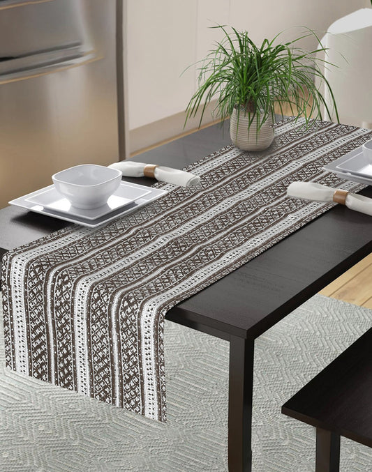 Brown Printed Cotton Table Runner