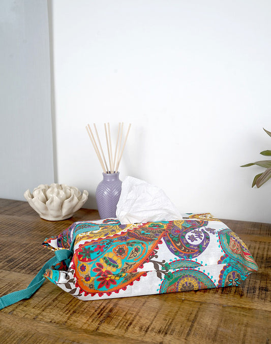 Multicolor Cotton tissue box cover