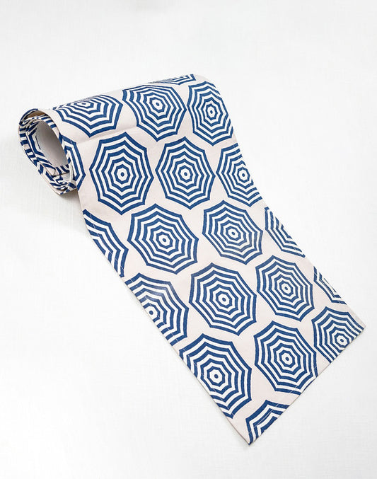 Blue Geometric Print Table Runner